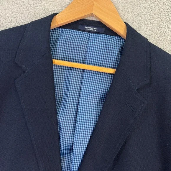 NEW Saddlebred Mens 48R Navy Blue Cotton Blazer Sport Coat Jacket Gingham Lining